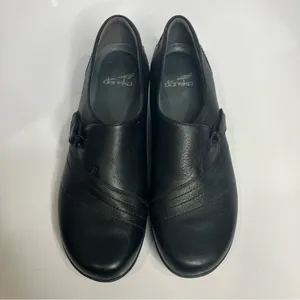 Dansko Franny‎ black leather slip on shoes loafers women's size 40 professional thumbnail 3