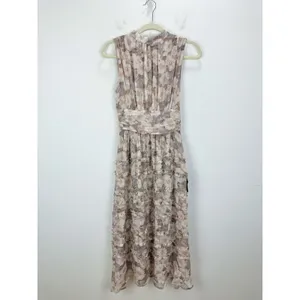 Lulus Happily Sweet Beige Floral Mock Neck Backless Midi Dress Cocktail S NWT thumbnail 5