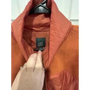 Wild Fable Womens Rust Orange Mixed Media Sherpa‎ Fleece Nylon Full Zip Jacket M thumbnail 6