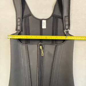 Black Latex Waist Trainer Vest Double Closure Slimming Cincher Corset Witchy thumbnail 7