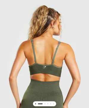 Gymshark Vital Seamless V Neck Sports Bra in Base Green Marl Sz Small ($38) thumbnail 2