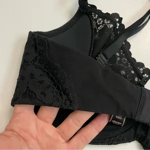 Victorias Secret Bra Unlined Demi Underwire Floral Lace Convertible Black thumbnail 6