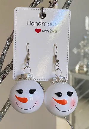 Handmade Adorable Christmas Snowman Earrings thumbnail 1