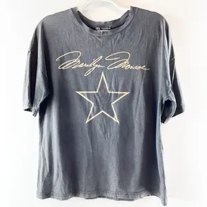 Zara Marilyn Monroe Short Sleeve Crew Neck Oversized Graphic T-Shirt Gray M thumbnail 3