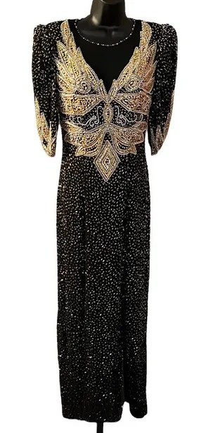 Cache VINTAGE Silk Beaded Long Dress thumbnail 1