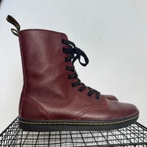 Dr. Martens Stratford Oxblood Leather Floral 9-Eye Combat Boots Women’s 8 thumbnail 3