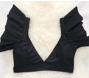 NWT Black Lrg Bikini Top w/ shoulder ruffles | Brand/Sporlike thumbnail 5