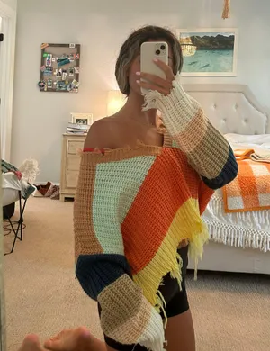 Storia Colorblock Frayed Sweater thumbnail 3