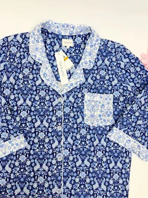 BedHead 3/4 Sleeve Classic PJ Set Bloomscape Blue Bird Floral Cropped Pajama Set thumbnail 6