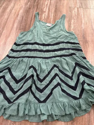 Free People Trapeze Tank Dress Size XS Teal & Navy Beachy Boho Retro Summer thumbnail 7