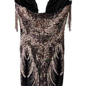 Faeriesty Sequin Mermaid Gown‎ Sz S Black Gold Strapless Evening Formal Prom thumbnail 6