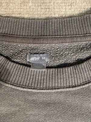 Aerie Women’s Charcoal Gray Cozy Split Hem Oversized Crewneck Sweatshirt - Small thumbnail 3