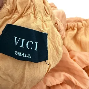 VICI Womens Open Back Balloon Sleeve Mini Dress Size S Orange Crinkle Textured thumbnail 11