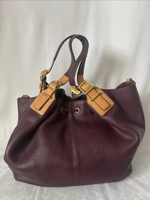 COACH Soft Legacy XI Eggplant Purple Pebbled Leather Drawstring Tote Bag Purse 🌺 thumbnail 2