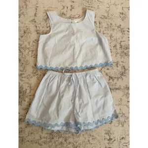 Japna Striped Scallop Hem Short Tank Top Set Size Small NWT Coastal Beach Preppy thumbnail 4