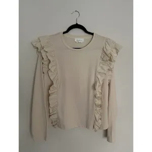 Anthropologie Karina Ruffle Top Size XL 100% Cotton Cream Ruffled Blouse Boho thumbnail 5