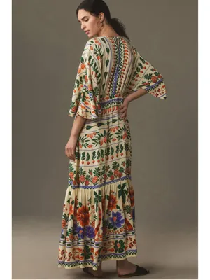 Farm Rio V-Neck Kaftan Maxi Dress Size S NWT thumbnail 2
