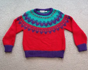 Vintage 80s Fabrizio Weathervane Fair Isle Ramie Sweater Medium Colorful Knit thumbnail 1