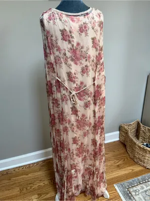 Vintage April Too! April Cornell ruffled floral flowy maxi sleeveless slip dress thumbnail 6