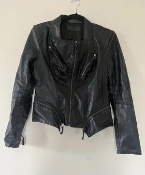 BLANK NYC Black Faux Leather Moto Jacket Medium Chic Model Off Duty Minimalist thumbnail 1