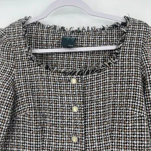 Gabby Skye Tweed Dress Sz 4 Ivy Preppy Academia 60s Mod Style Pearl Fringe Trim thumbnail 3