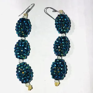 Vintage Beaded Teal Blue Necklace and Earring Set thumbnail 4