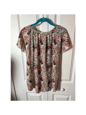 SimpleFun Floral Blouse L Brown Pink Size L thumbnail 2