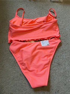 NWT Aeropostale ribbed bikini set coral thumbnail 4