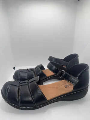 CLARKS Leisa Wave Fisherman Sandal Flats Black Leather Women’s 7 thumbnail 2