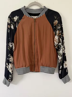 Anthropologie Saltwater Luxe Los Angeles Floral Silky Bomber size small thumbnail 2
