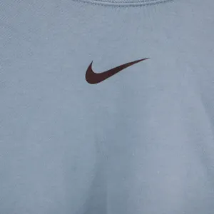 Nike Sweatshirt Womens 2X Cropped Bungee Hem Teal Blue Swoosh Graphic Excellent thumbnail 2
