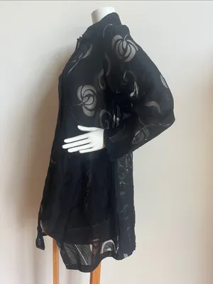Kaktus Floral Sheer Button-Front Women's Coat sheer cutouts avant garde thumbnail 3