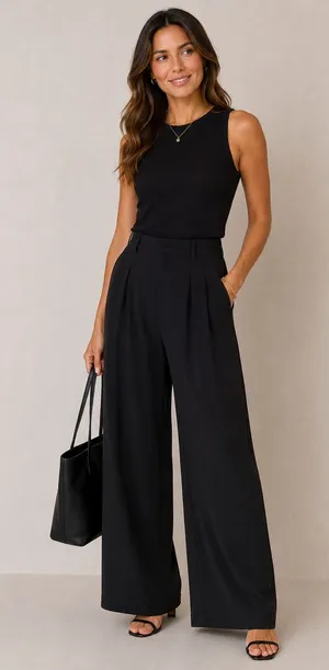 Halara Black Wide Leg Trouser Dress Pants Womens XL Classic Preppy Comfortable thumbnail 1