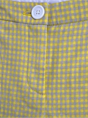 Boden Yellow Gray Check Wool Blend Straight Leg Ankle Pants Pockets Size 10R thumbnail 2