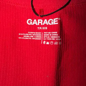 Garage red cropped ribbed tank top thumbnail 3