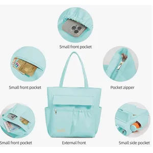 Sweeford NEW Black Everyday Multi-Pocket Casual Water-Resistant Purse Tote Bag thumbnail 7