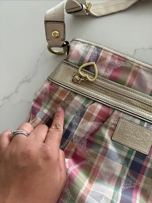 Vintage Coach Plaid Signature C Optic Canvas Shoulder/Crossbody Bag thumbnail 12