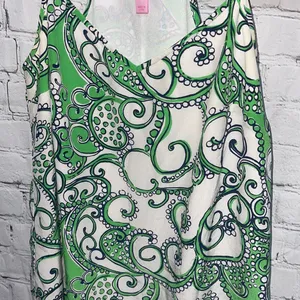 Lilly Pulitzer Green & White Paisley Dress Size XS thumbnail 4