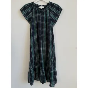 Loft Dress Women's 12 Blue Green Plaid‎ Shift Belted Short Sleeve Pleated Lined thumbnail 8