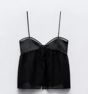 Nwt Zara Combination Satin Semi Sheer Camisole thumbnail 7