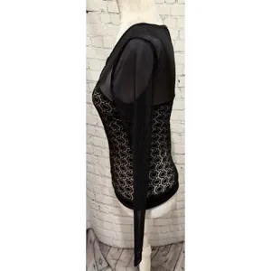 Residents On Sexy Stretch Mesh Long Sleeves Lace Corset Top Black Size Small thumbnail 4
