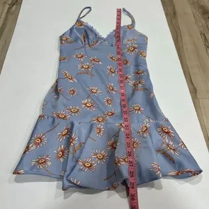 Urban Outfitters Daisy Slip Dress XS – Blue Floral Ruffle Hem Mini Dress Y2K Sof thumbnail 8