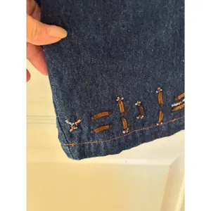 Parsley & Sage Women Large Denim Jacket Beaded Embroidered Boho Art to Wear crop thumbnail 7