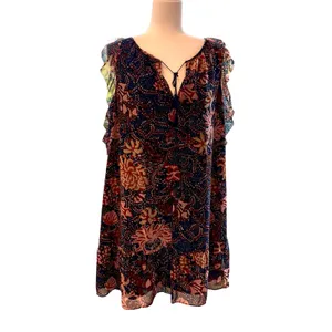 Madewell Boho Floral Ruffle Navy Dress Size XL thumbnail 3