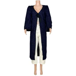 HILL HOUSE Lou Lou Wool-Blend Metallic Tweed Jacket, Midnight, XS thumbnail 6