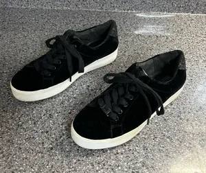 Michael Kors Black Velvet Low-Top Platform Sneakers thumbnail 1