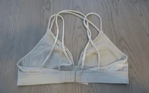 PINK Victoria's Secret velvet bralette strappy back love pink on bottom band in gray and white size medium. thumbnail 4