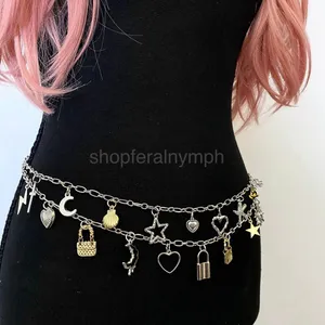 Silver Harajuku Y2K Charm Layered Chain Belt, Fits 18.5-39 Inches, X7GA1306 thumbnail 7