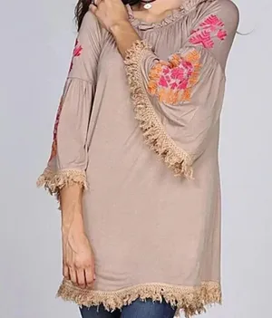 🆕Velzera Floral Embroidered Tassel Peasant Dress Boho L🆕 thumbnail 3