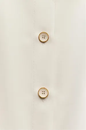 Zara mini dress pleated skirt collar button up ivory casual classic old money thumbnail 15